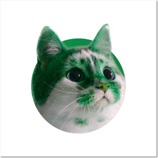 Green cat Posters and Art